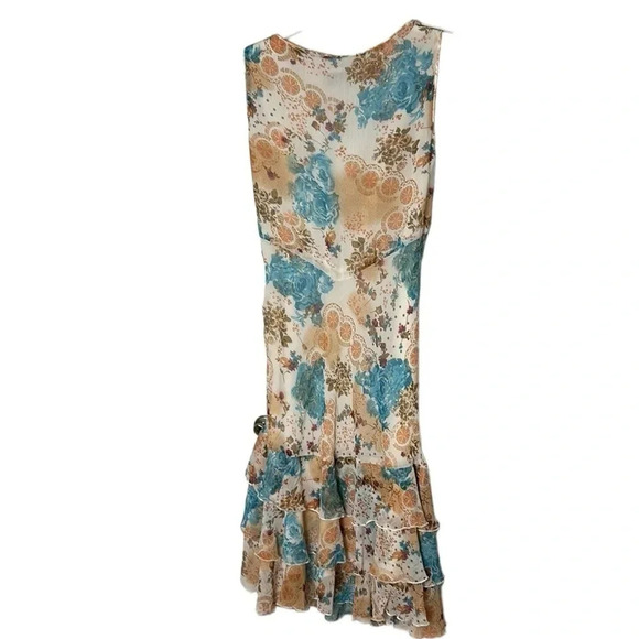 Vtg,80’s floral,tiered,ruffle dress,sz 4P to 6P empire waist,metallic specks,EC - Picture 6 of 14